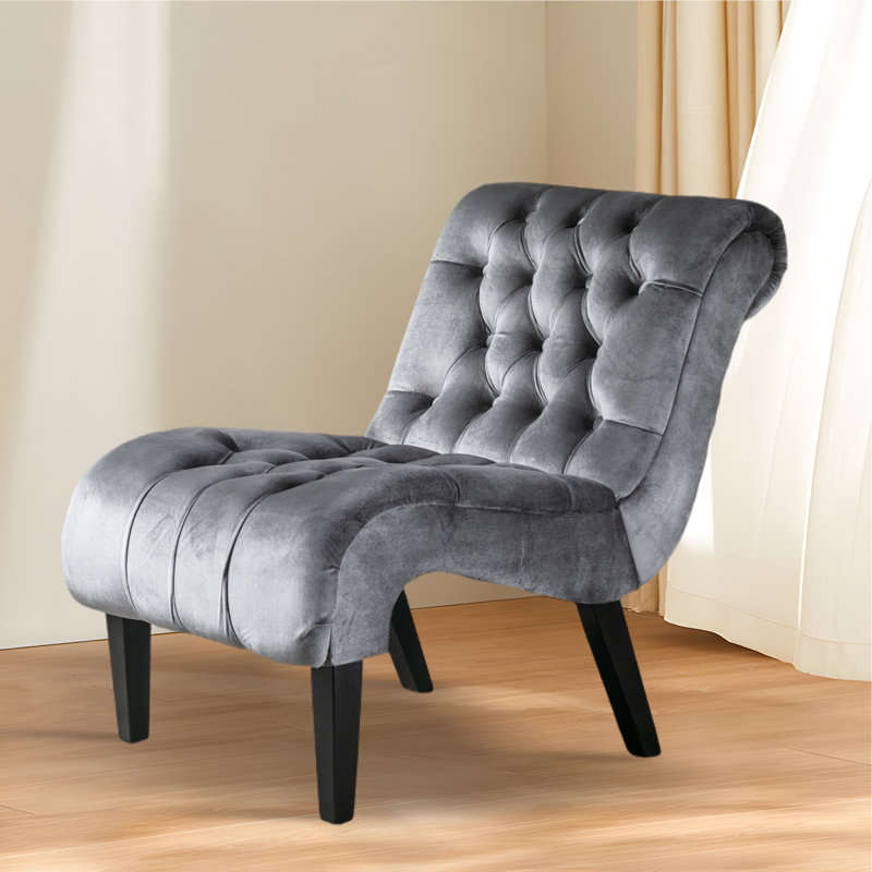 Guendalina Velvet Accent Chair, Gray Velvet