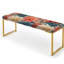 Banc floral rembourré or-133739807