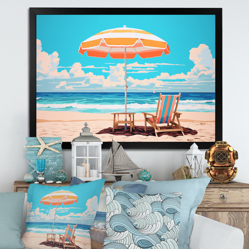 «Beach Chairs Dream I» sur toile, H 30 po x l 40 po x P 1,5 po, Cadre photo noir