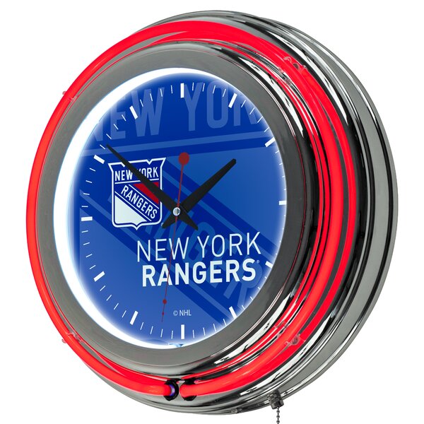 Chicago Blackhawks Red 2015 Stanley Cup Champs Lighted Analog Neon Clock