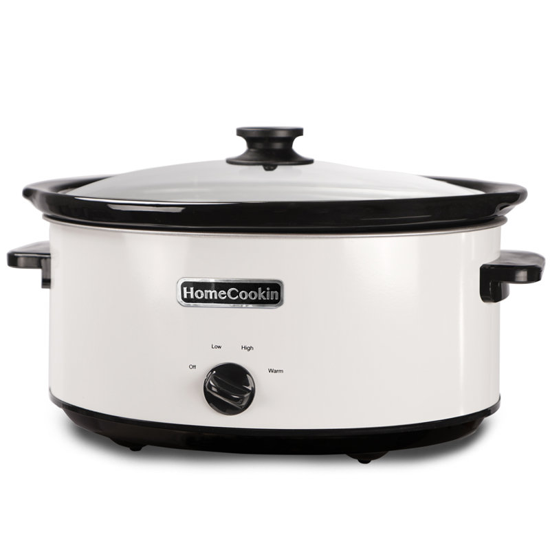 HomeCookin Slow Cooker Oval Manual Pot 7QT White, White/Black, 7 Qt