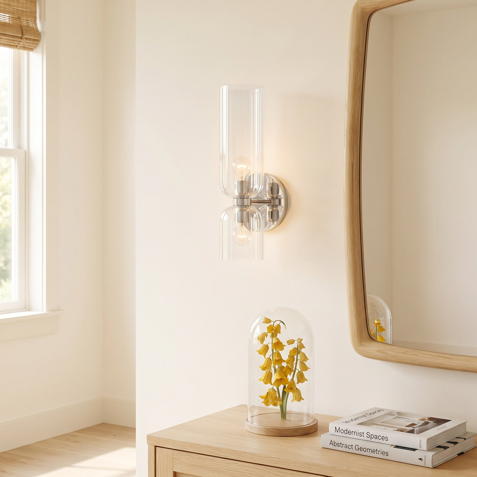 Sahriyah 2-Light Dimmable Armed Sconce, Polished Nickel