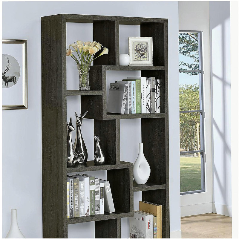 Bibliothèque à 8 tablettes gris mat
