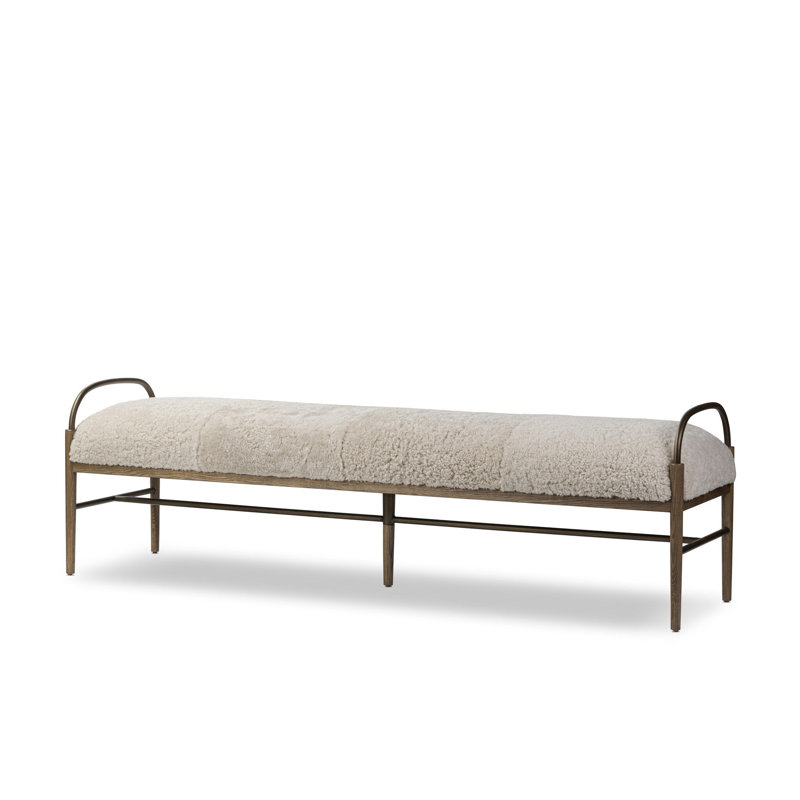 Demi Accent Bench, Beige Shearling