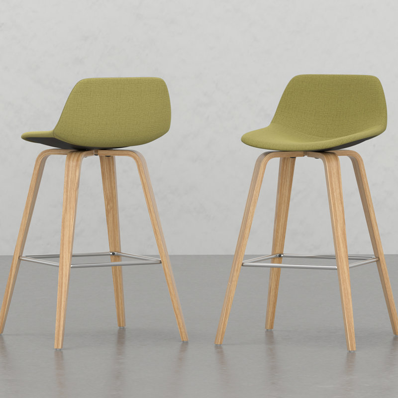 2 tabourets - Revêtement, design moderniste, bois et combinaison de 2 styles Mid-Century modernes