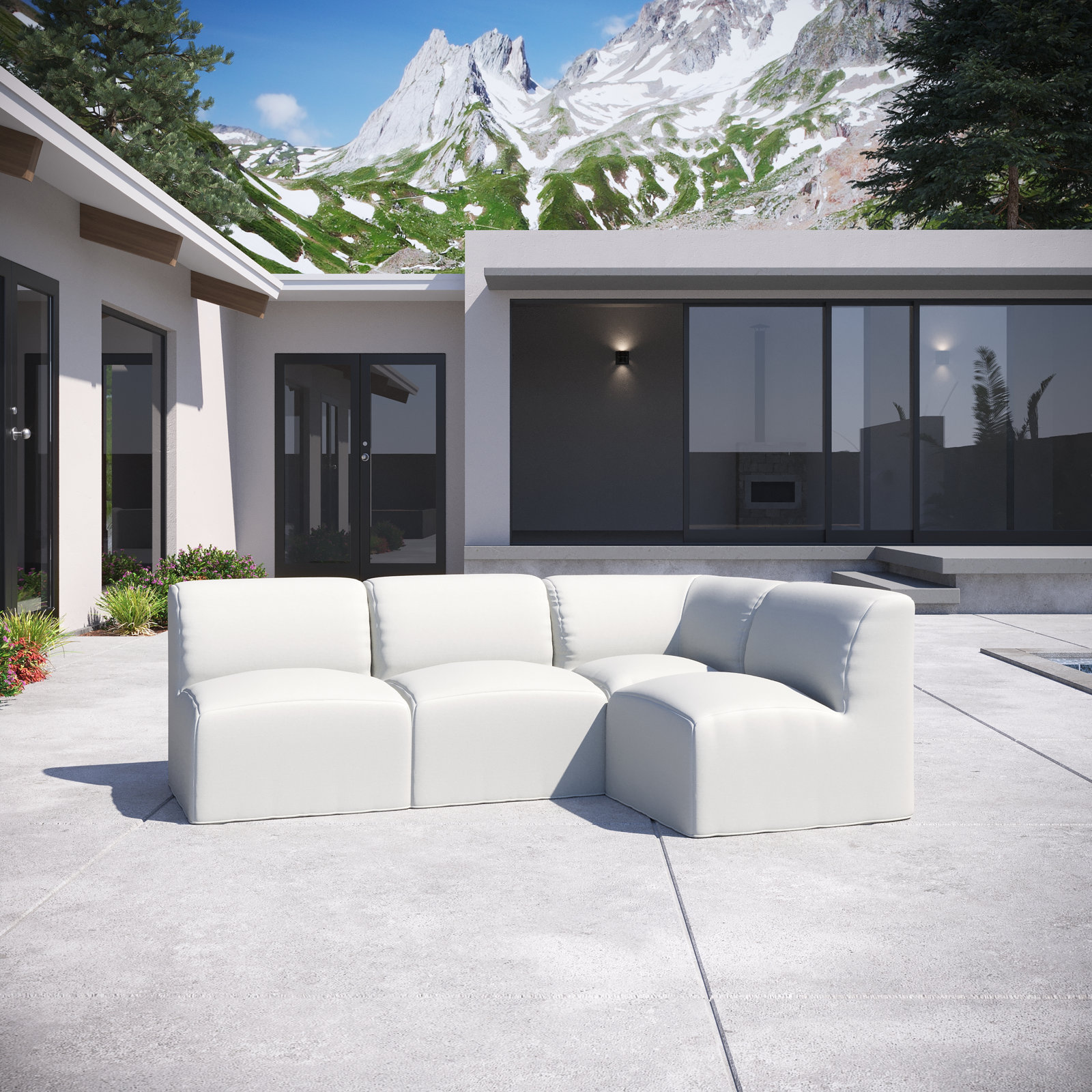 Praia 6-Person Patio Seating Group, Canvas White Sunbrella® Canvas