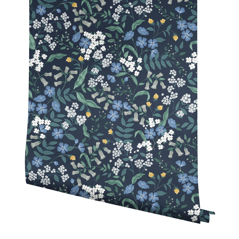 Papier peint adhésif Sweetbrier Blush, Bleu
