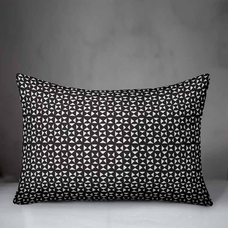 Geometric Outdoor Reversible Throw Pillow, Black