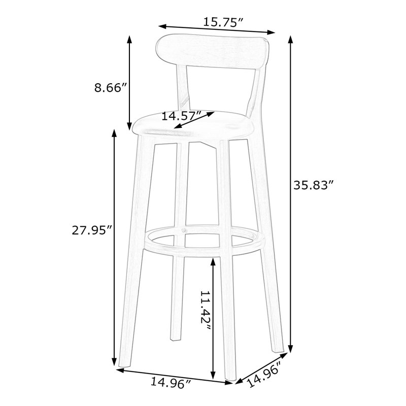 Chaise basse en noyer (paquet de 8), 8, 35.83"