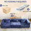 Aucun assemblage requis Compression bleu foncé, lit de sol convertible à 2 places en tissu chenille, conception modulaire modulaire pour lit d'espaces de vie, avec cadre de forme fixe, petit bricolage-1388903402