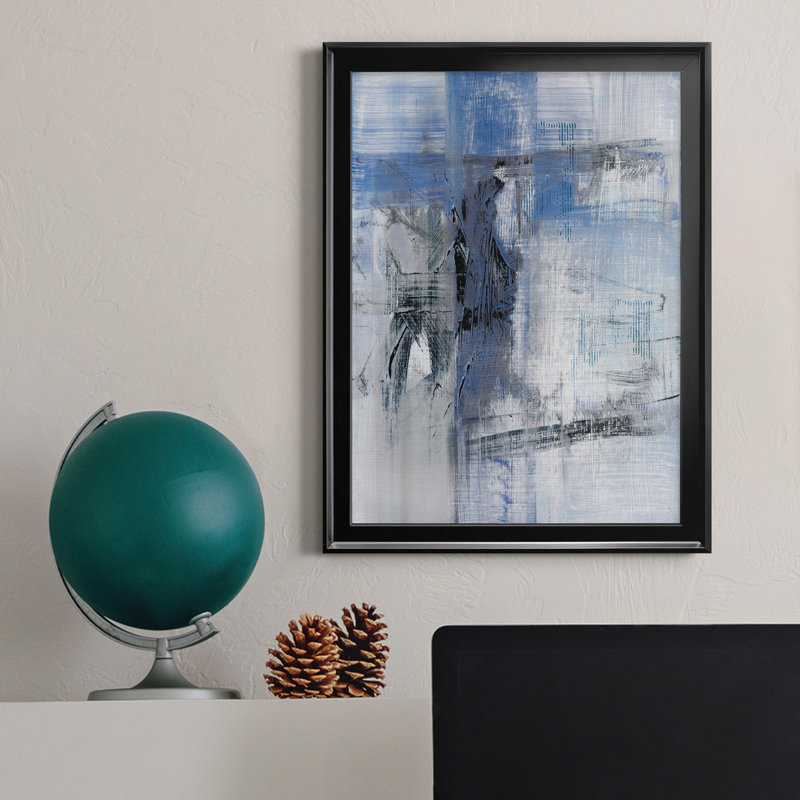 Reflections in Indigo - Peinture sur toile encadrée, H 18,5 po x l 24,5 po x P 1,5 po, Noir