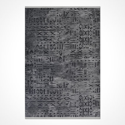 Tapis gris moderne / abstrait lavable à la machine