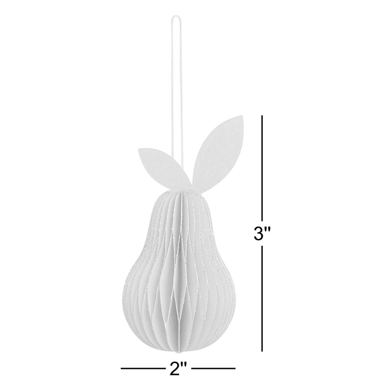 Ornement en forme de poire en nid d'abeille pliable en papier recyclé fait à la main avec paillettes