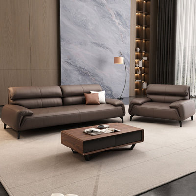 Brown Genuine Leather 2 - Piece Living Room Set