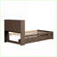 Twin Size Walnut Platform Bed Frame with Bookcase Headboard, USB Port &amp; 2 Drawers – No Box Spring Needed-878294241