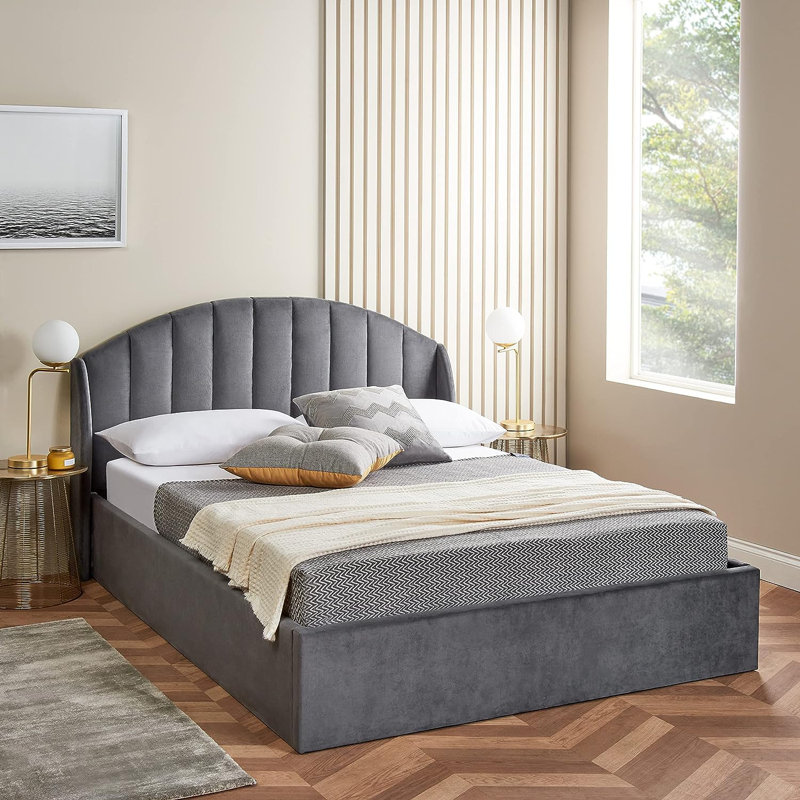 Richlands Upholstered Velvet Lift Up Storage Bed, Small Double (4')