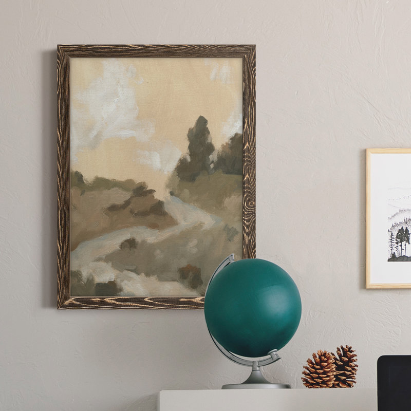 Hillside Walking Path I - Peinture sur toile encadrée, H 24 po x l 20 po x P 1 po, Noyer