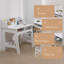 Ensemble de bureau et chaise en bois pour enfants avec huche de rangement, chaise réglable, babillard - table d'étude blanche