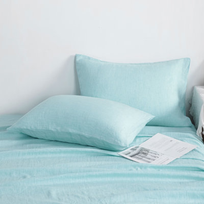 Pillow Cases 2 Pack Queen Breathable Washed Linen Envelope Closure
