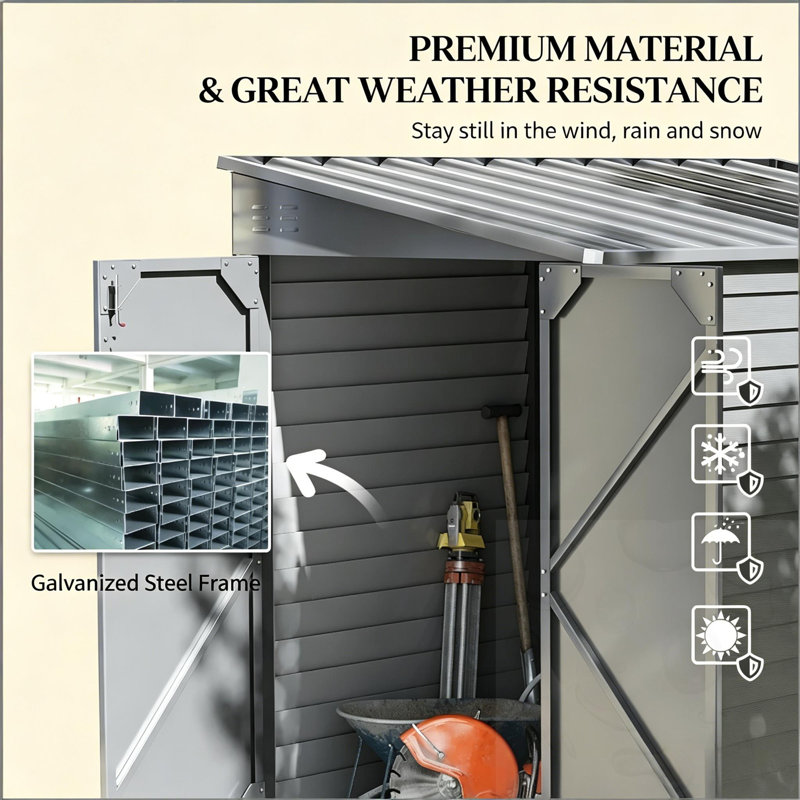 Lockable Metal Outdoor Lean to Shed