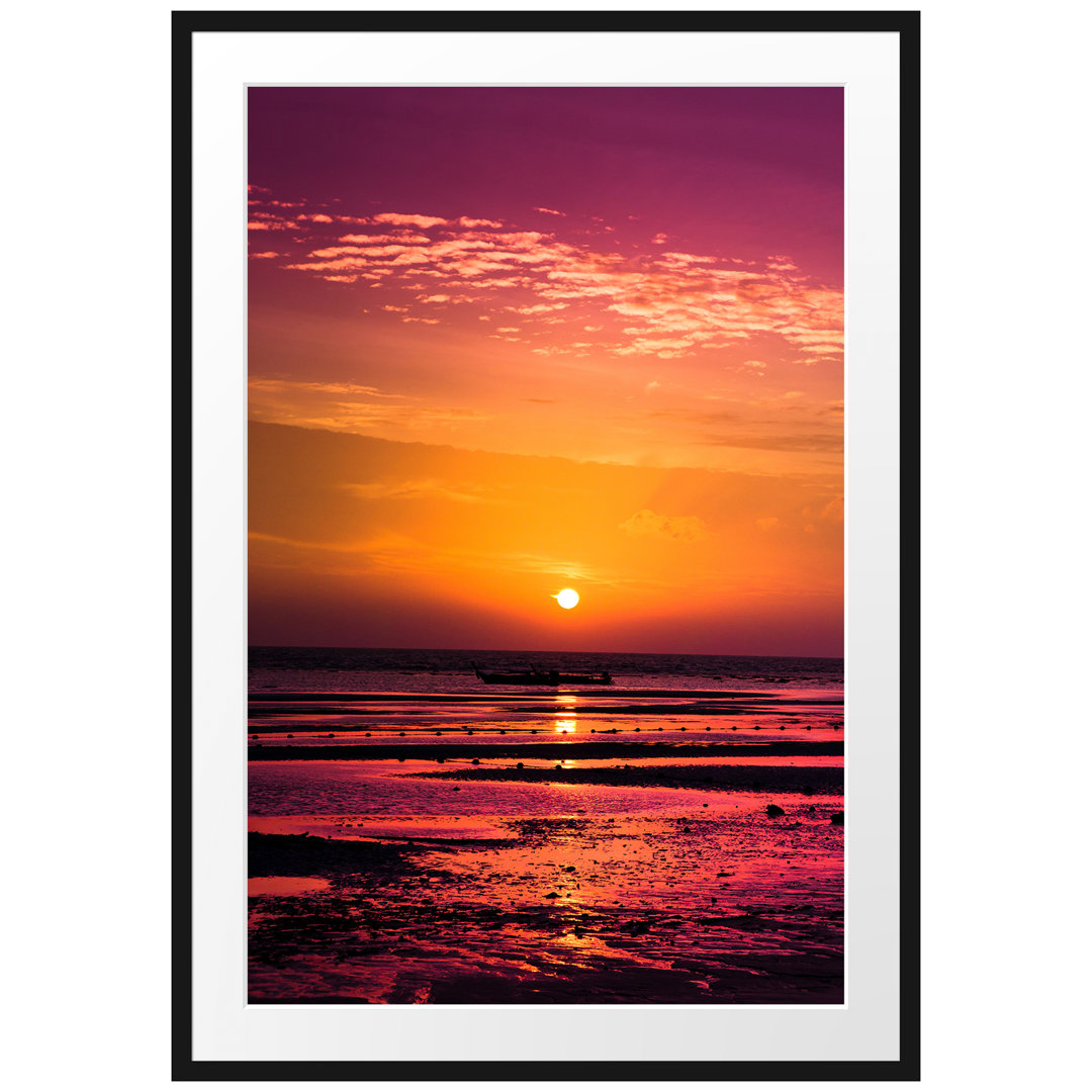 Gerahmtes Poster Sonnenaufgang über Meer