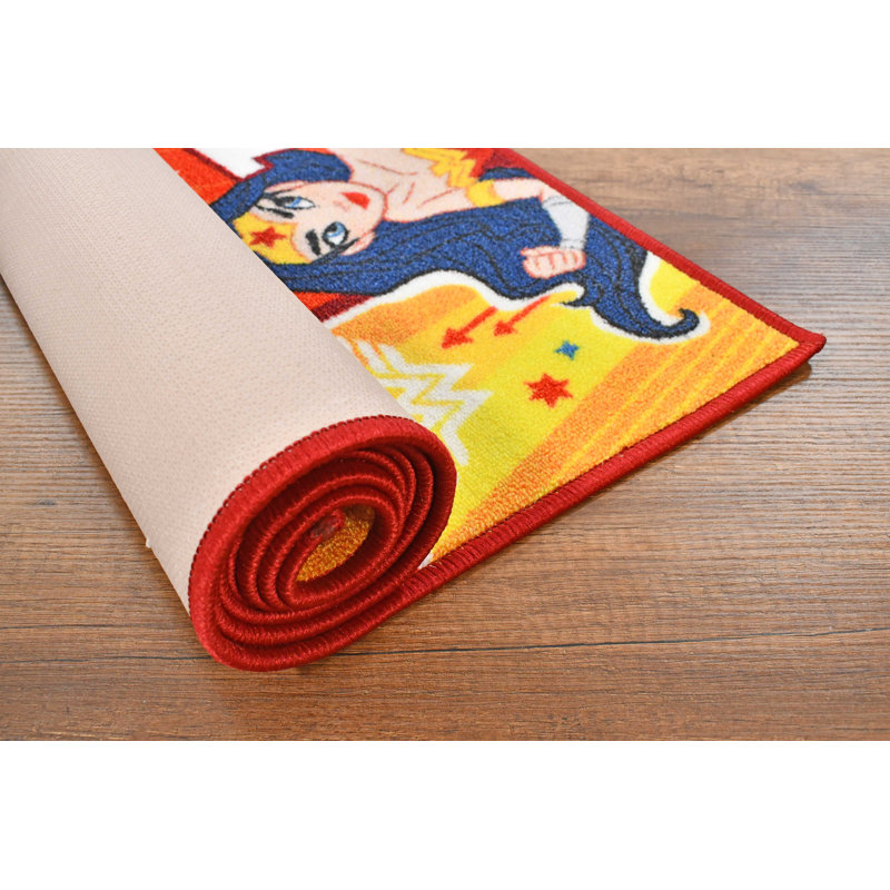 Justice League Hopscotch Girls Number Educational Learning Game Non Slip Kids Rug Classroom Playroom