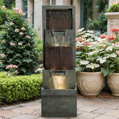 Caitline Handcrafted Indoor Outdoor Weather Resistant Fountain with Lights