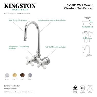 Wall-Mount Telephone Faucet and Hand Shower - Cross Handles - Brushed Nickel | Metal | Signature Hardware 314174