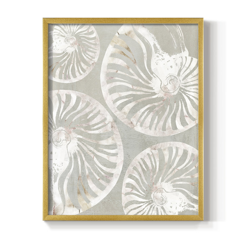 Nautilus Shell Collection, reproduction encadrée - bois massif, H 11 po x l 9 po, Doré