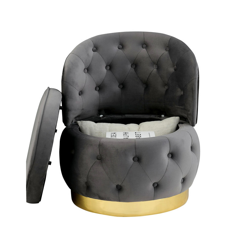 Chaise de rangement pivotante à 360 degrés, Gris