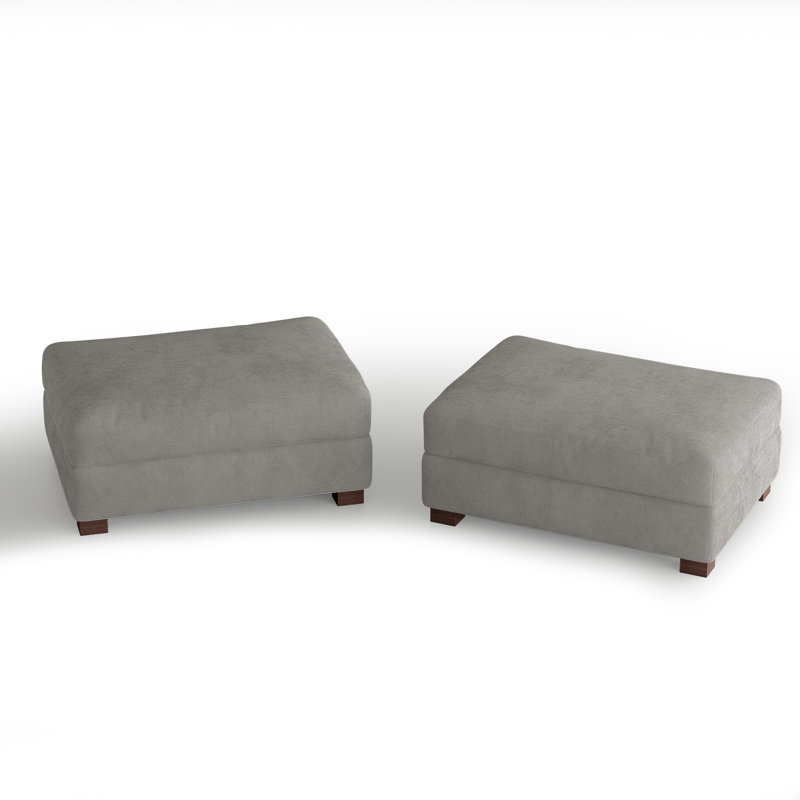 Upholstered Gray Chenille Rectangle Ottoman, Modular Part For Sectional Sofa, Gray
