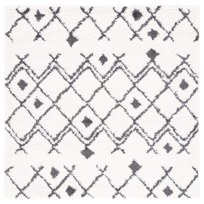 Tapis ivoire / gris foncé Alieshia Performance, Carré 5 pi 1 po