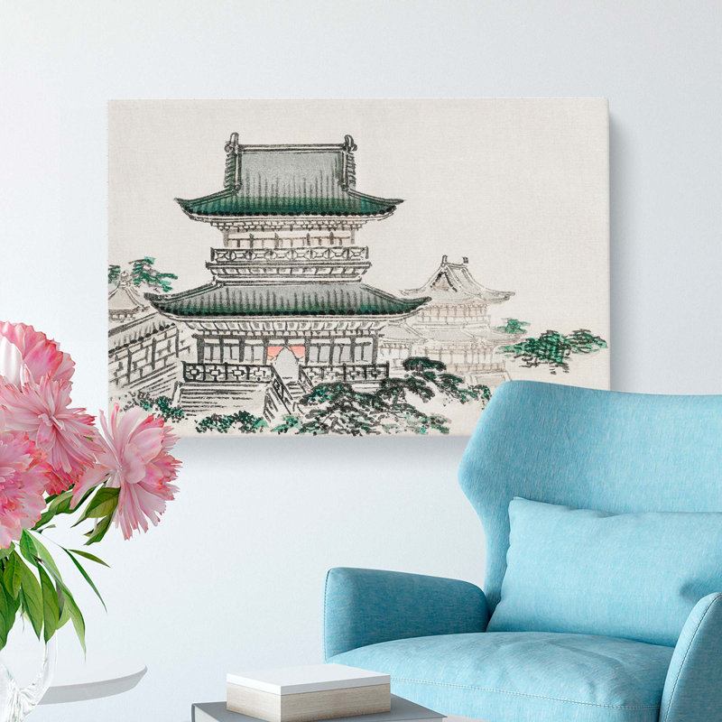 Pagoda by Kono Bairei - Wrapped Canvas Print, 60cm H x 91cm W x 3cm D