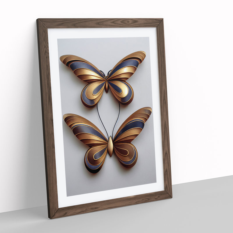 Sweet Butterflies - Single Picture Frame Print, Walnut Framed, 64cm H x 46cm W x 2cm D