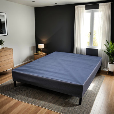 Black And Gray Twin Bed Support Foundation With Heavy Duty Frame Box Spring, Can Use Or Without Legs, Hassle - Installation, Fits Standard Mattress Sizes, 1000 Lb Load Limit, 11 In Package Width