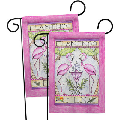 Flamant rose 2 côtés en polyester 19 po. drapeau de jardin