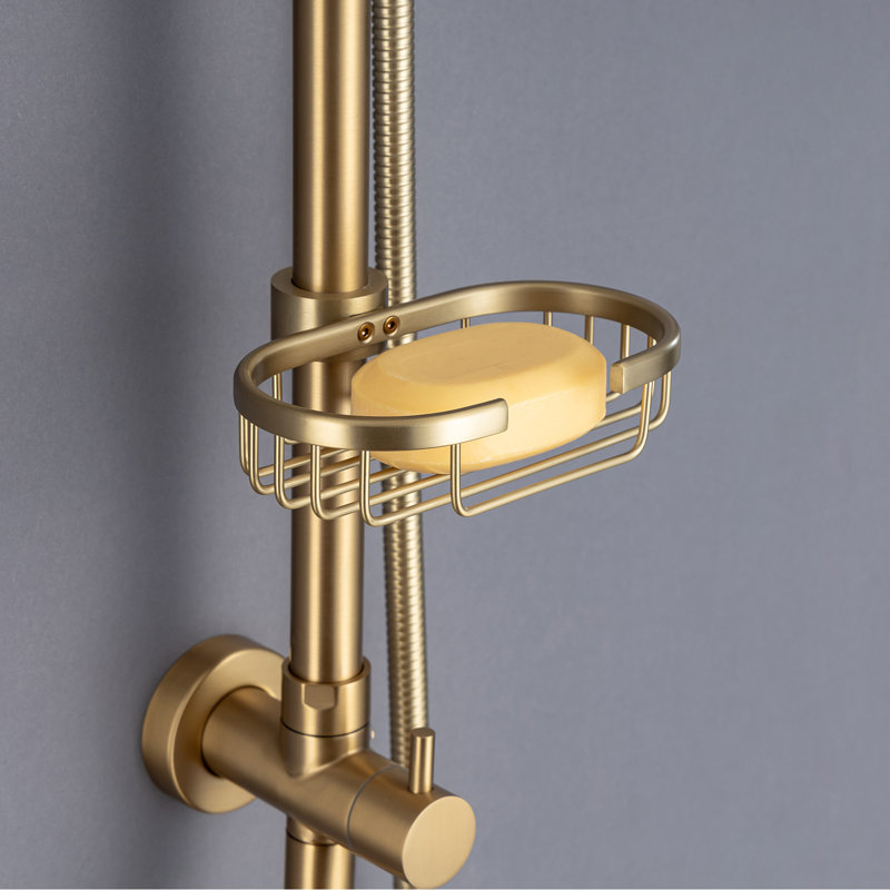 Rainlex Rain Shower System Multi-function Hand Shower with  Slide Bar, Brushed Gold