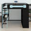 Structure de lit contemporaine avec bureau et garde-robe combinés, rehaussée par une atmosphère à DEL programmable-767788555