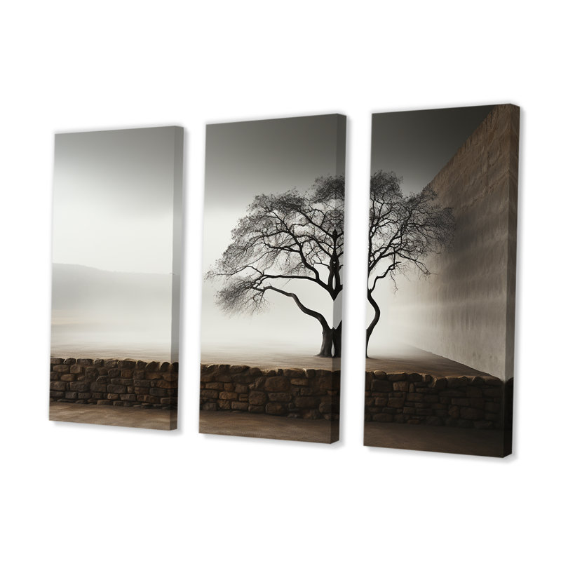 Minimalisme, photographie de l'arbre de la sérénité - ensemble de salon d'art mural arbre, H 32 po x l 48 po x P 1 po