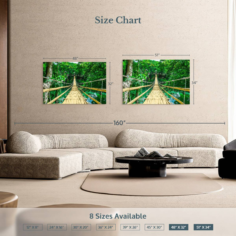 Lilie Sipatan River Bamboo Bridge, 34" H x 51" W