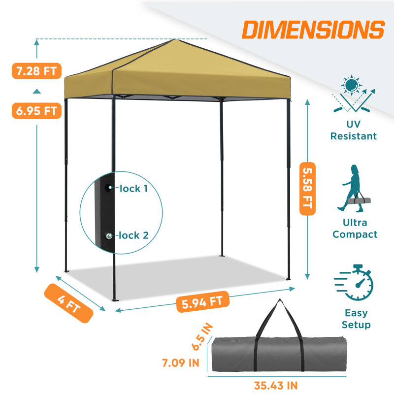 Tente d'auvent 6 x 4, auvent escamotable robuste avec sac de transport, Beige