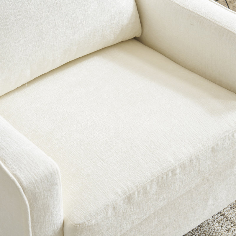 Chenille Living Room Swivel Barrel Accent Chair, Beige Chenille
