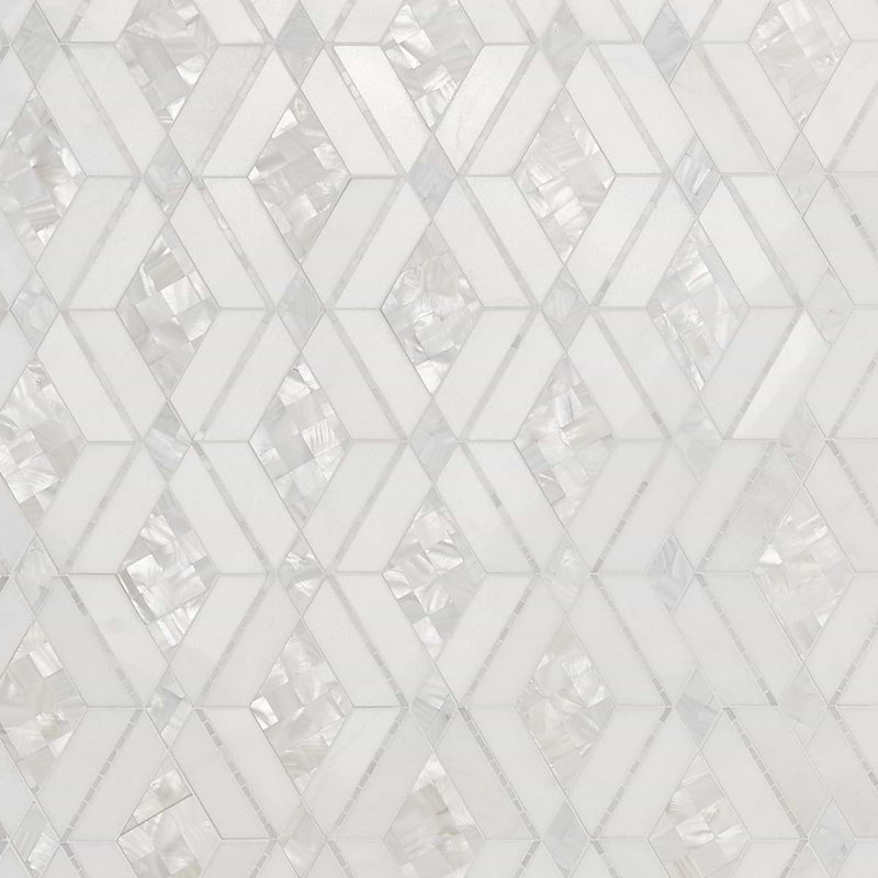 Diana 10x10 Diamond Polished Marble and Pearl Mosaic Tile, White