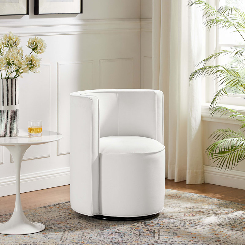 Fauteuil pivotant en tissu de velours Della Performance, Velours blanc