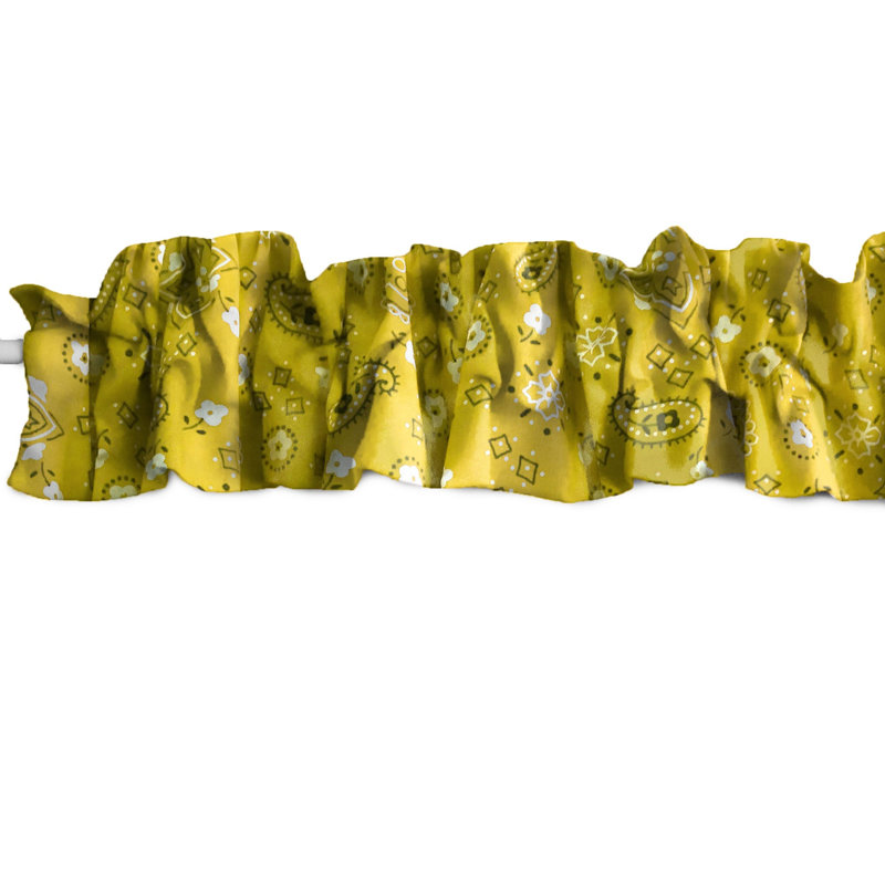 Cantonnière sur mesure en mélange de coton Paisley, L 72 po x L 7 po, Jaune