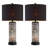 Louann 25" Carved Metal+Glass Table Lamp Set With Night Light And USB Ports-1995056272