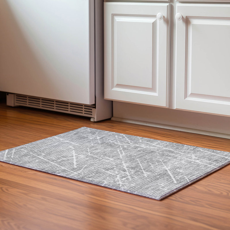 Tapis gris Cerrito lavable à la machine de qualité supérieure, Rectangle 1 pi 8 po x 2 pi 6 po