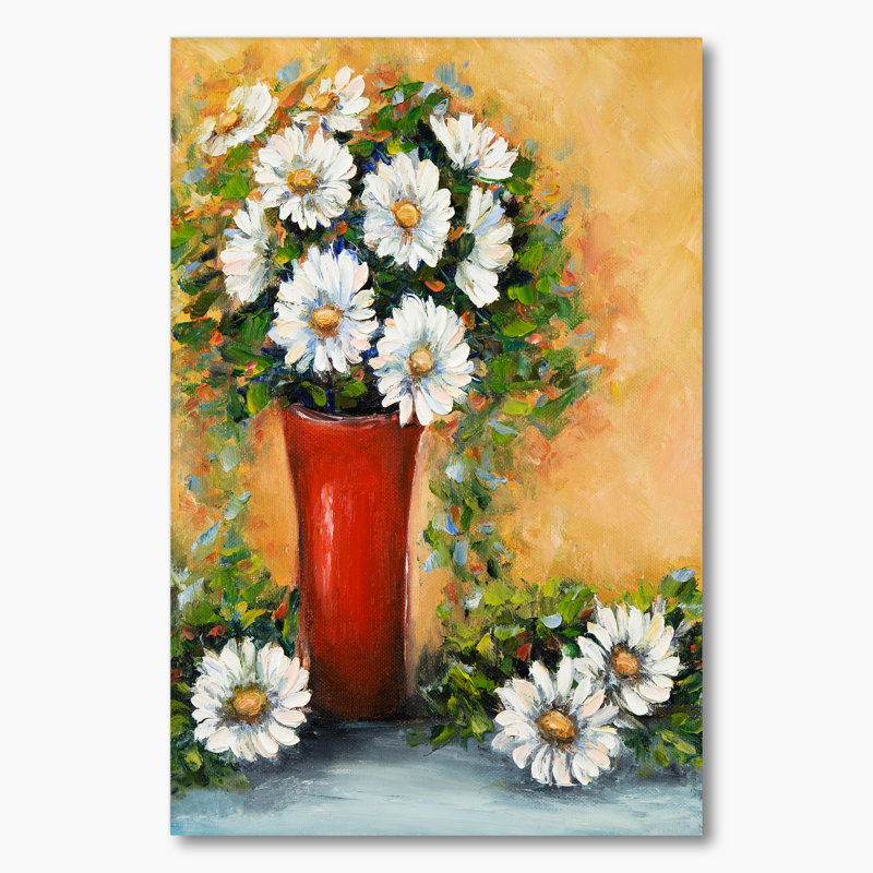 Bouquet de marguerites, H 20 po x l 12 po, Toile tendue