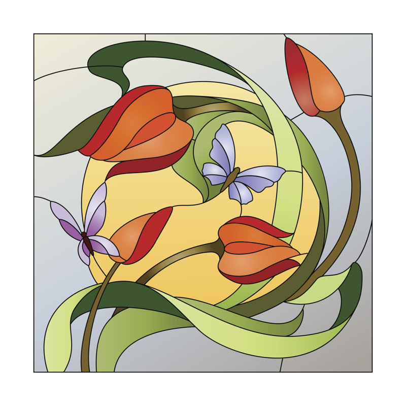 Motif de vitrail Chundra, H 12 po x l 12 po