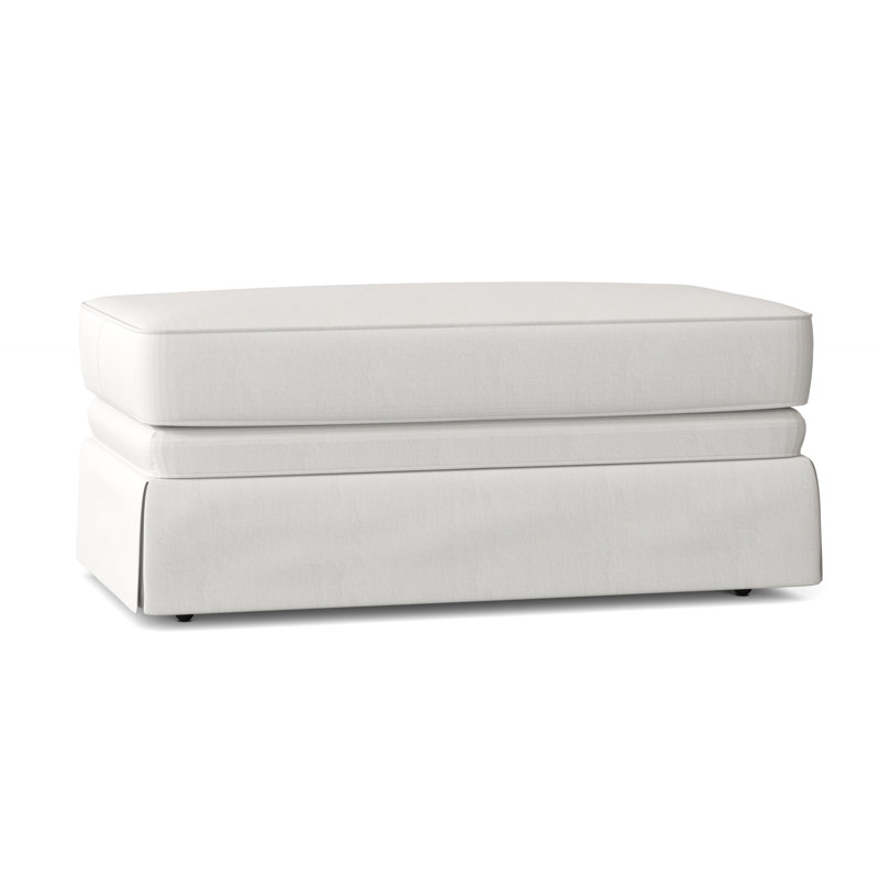 Repose-pieds rectangulaire 45 po Atterbury, Blanc sergé décoloré classique